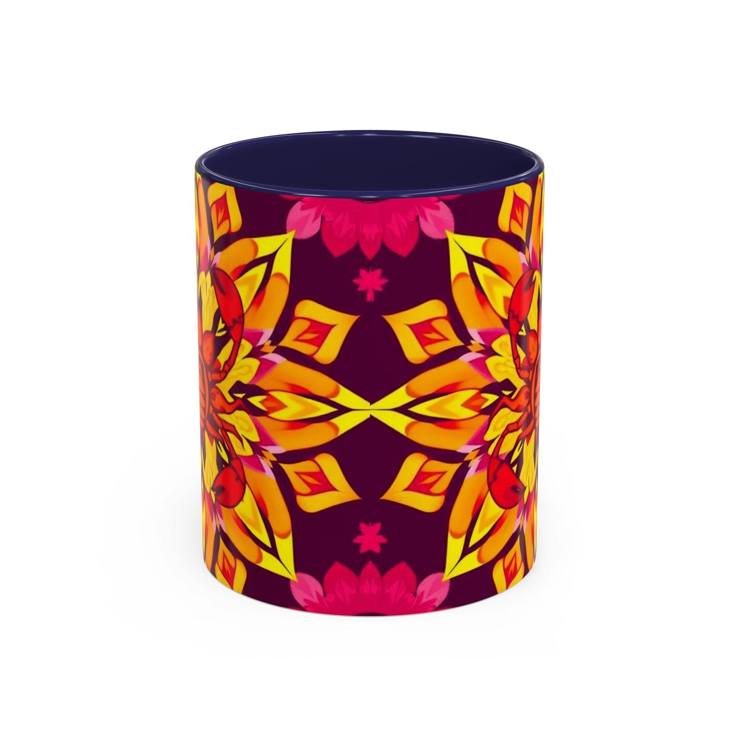 Accent Coffee Mug, Scorpio, Zodiac v1. Flower Pattern, (11, 15oz)