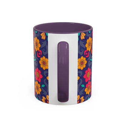Accent Coffee Mug, Taurus, Zodiac. Flower Pattern, (11, 15oz)