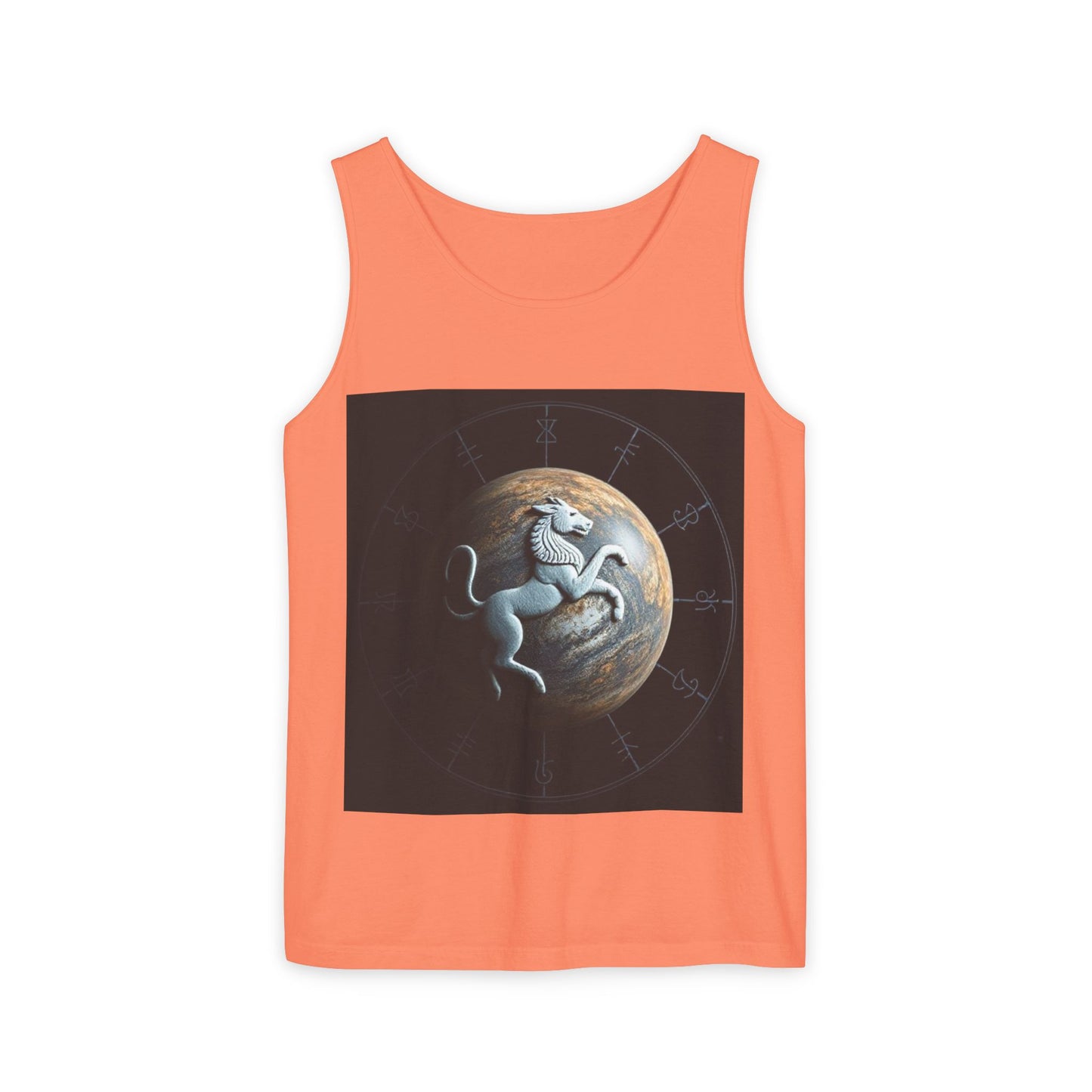 Unisex Garment-Dyed, Tank Top, Aquarius Design, Planet Animal, 100% Ringspun US cotton