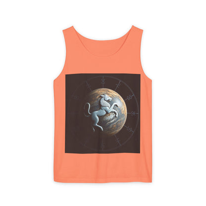 Unisex Garment-Dyed, Tank Top, Aquarius Design, Planet Animal, 100% Ringspun US cotton