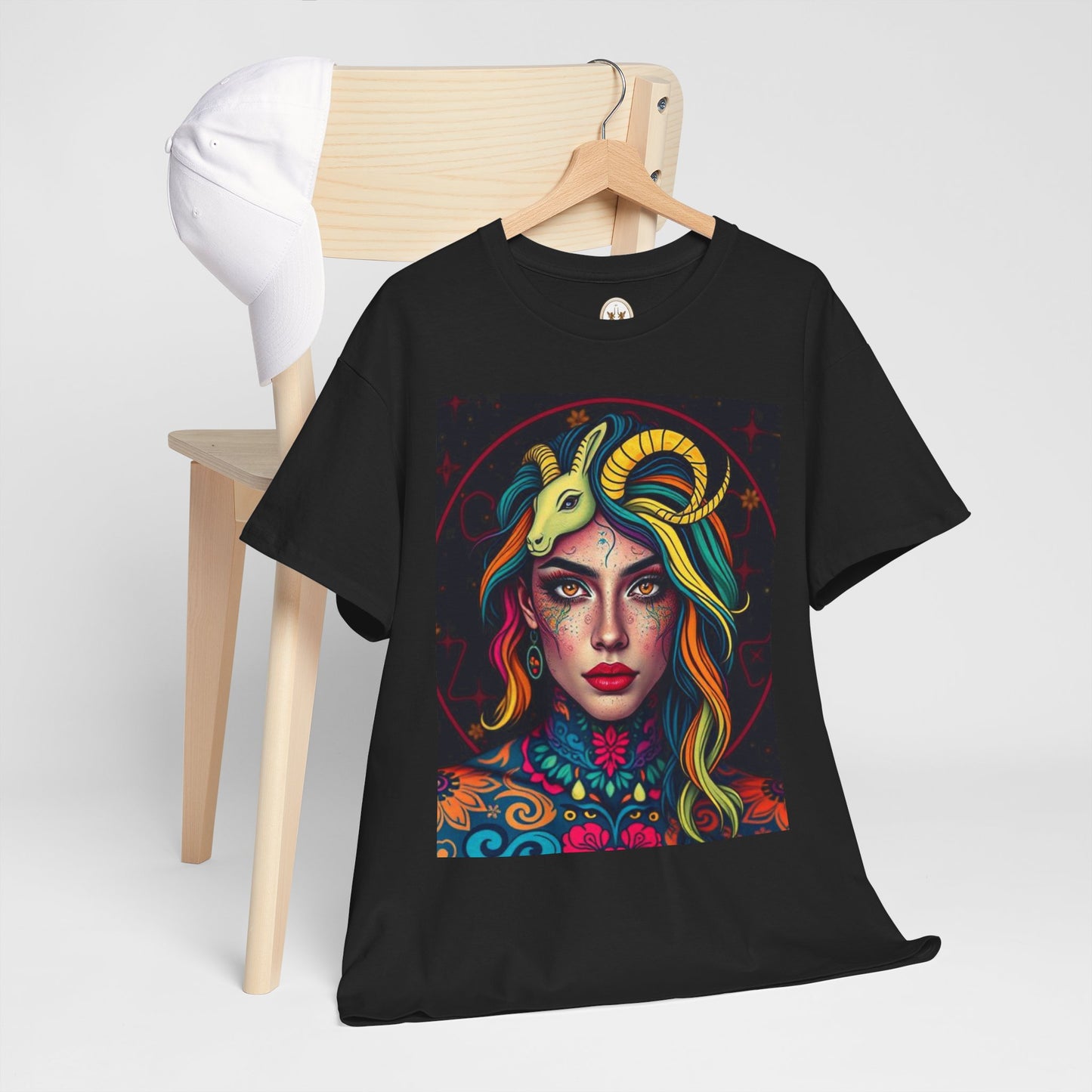 Unisex Heavy Cotton T-Shirt, Capricorn, Zodiac v2, Sexy Art