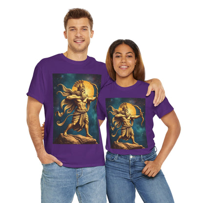Unisex Heavy Cotton T-Shirt, Midnight Arrow v1, Sagittarius Zodiac Design