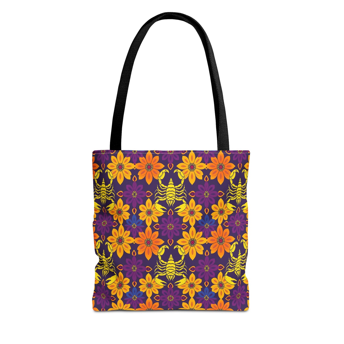 Tote Bag, (AOP), Scorpio, Zodiac v2, Flower Pattern