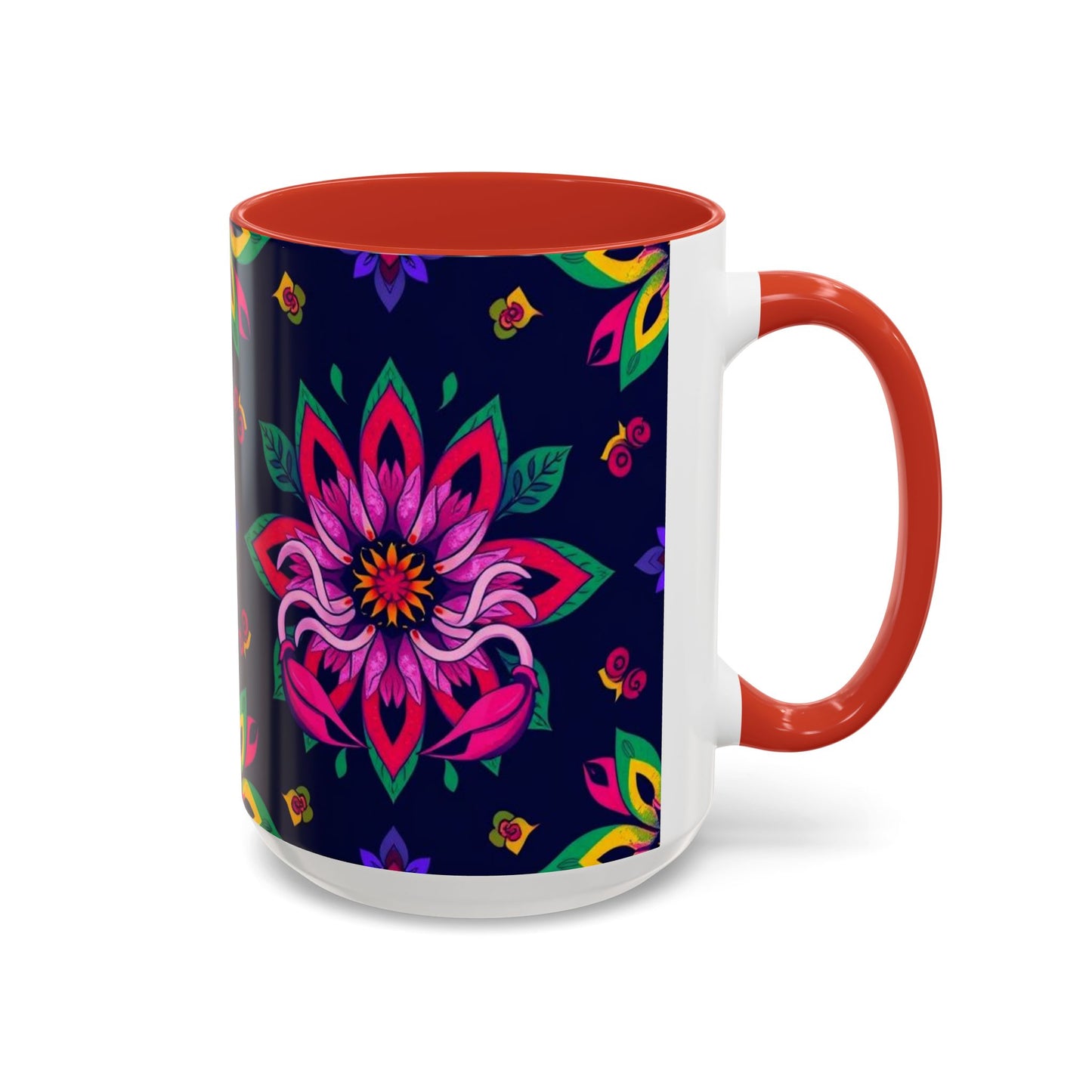 Accent Coffee Mug, Scorpio, Zodiac v4. Flower Pattern, (11, 15oz)