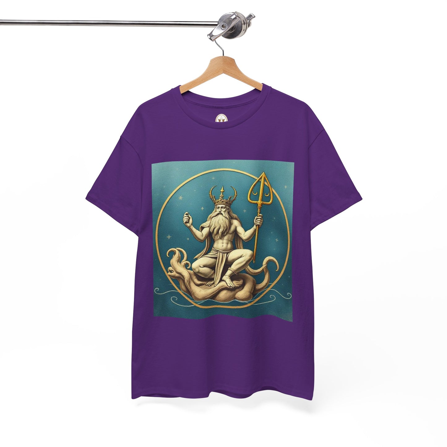 Unisex Heavy Cotton T-Shirt, Aquarius God 3v, Zodiac Design