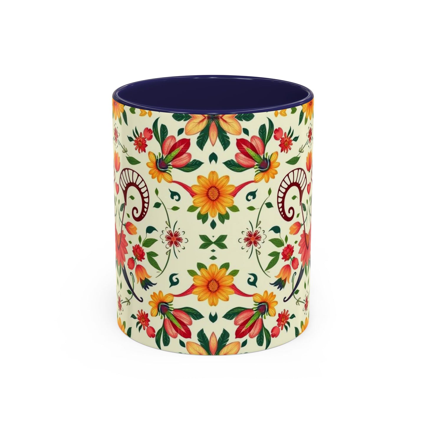 Accent Coffee Mug, Aries, Zodiac, Flower Pattern, (11, 15oz)