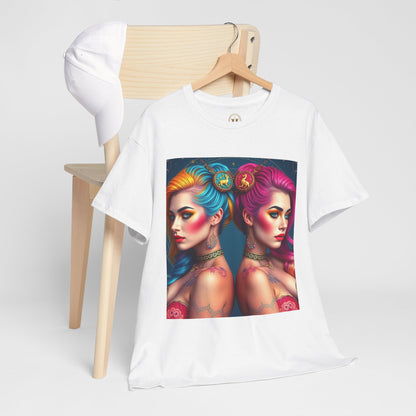 Unisex Heavy Cotton T-Shirt, Gemini, Zodiac v2, Sexy Art