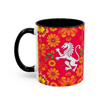 Accent Coffee Mug, Leo, Zodiac v4, Flower Pattern, (11, 15oz)