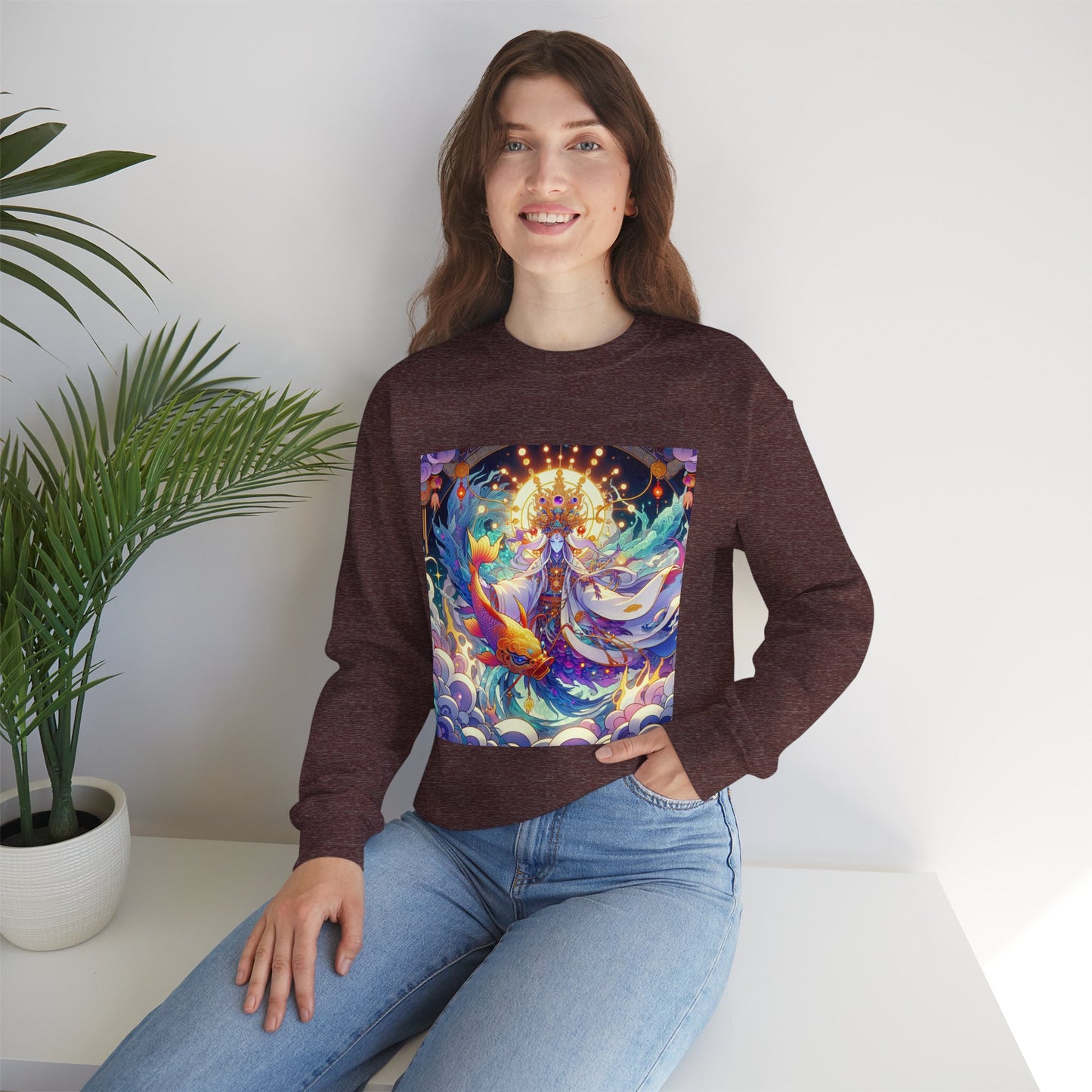 Unisex Heavy Blend™ Crewneck Sweatshirt, Anime Pisces King, Zodiac Design