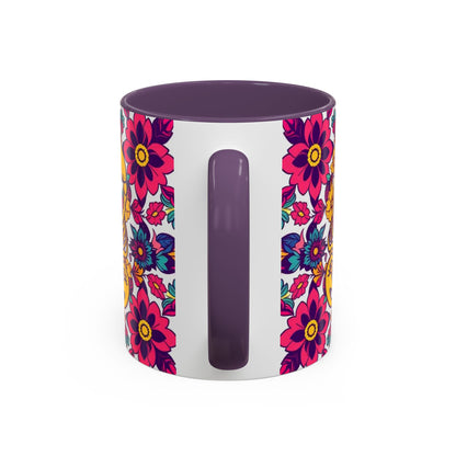 Accent Coffee Mug, Scorpio, Zodiac v2. Flower Pattern, (11, 15oz)