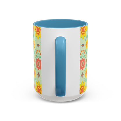 Accent Coffee Mug, Leo, Zodiac v2, Flower Pattern, (11, 15oz)
