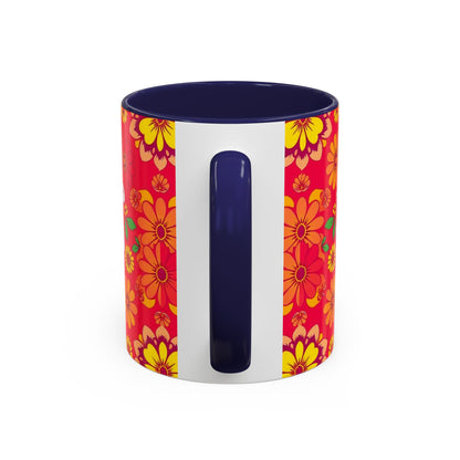 Accent Coffee Mug, Leo, Zodiac v4, Flower Pattern, (11, 15oz)