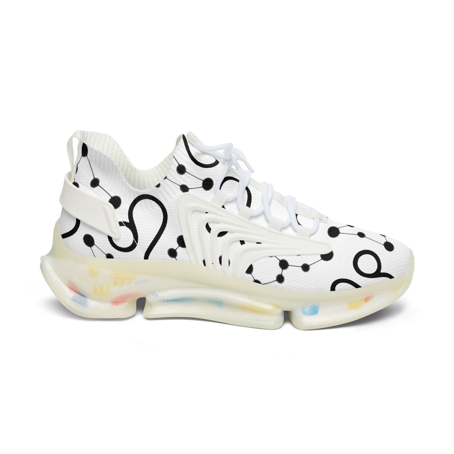 Women's Mesh Sneakers, Constellation & Symbol, Leo Zodiac Sign, AOP