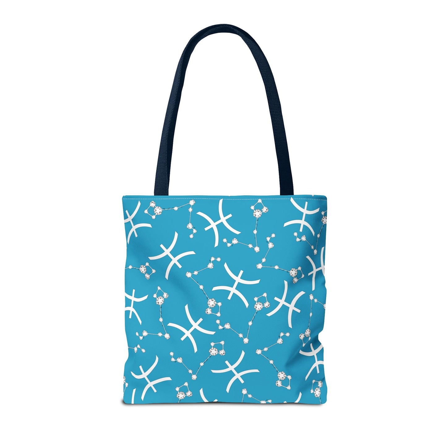 Tote Bag, Pisces Zodiac Sign, AOP, (Turquoise, White)
