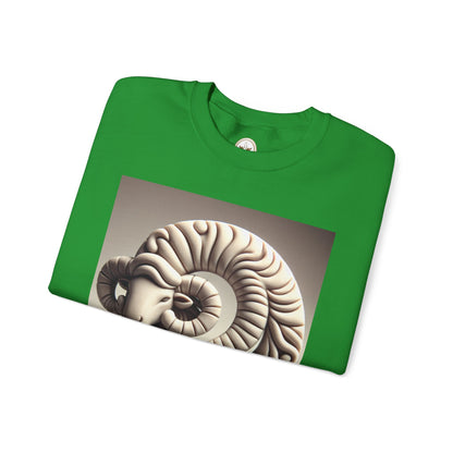 Unisex Heavy Blend™ Crewneck Sweatshirt, Round Statue, Aries Zodiac Design