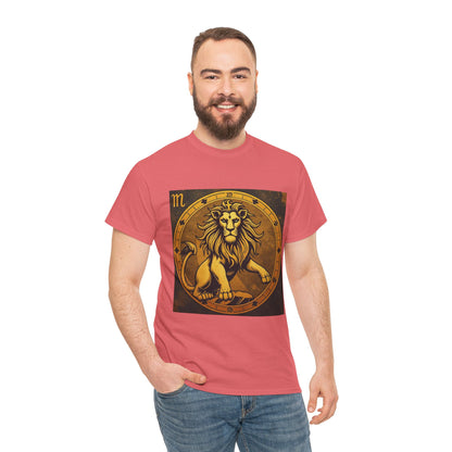 Unisex Heavy Cotton T-Shirt, Gold Lion, Leo Zodiac Design