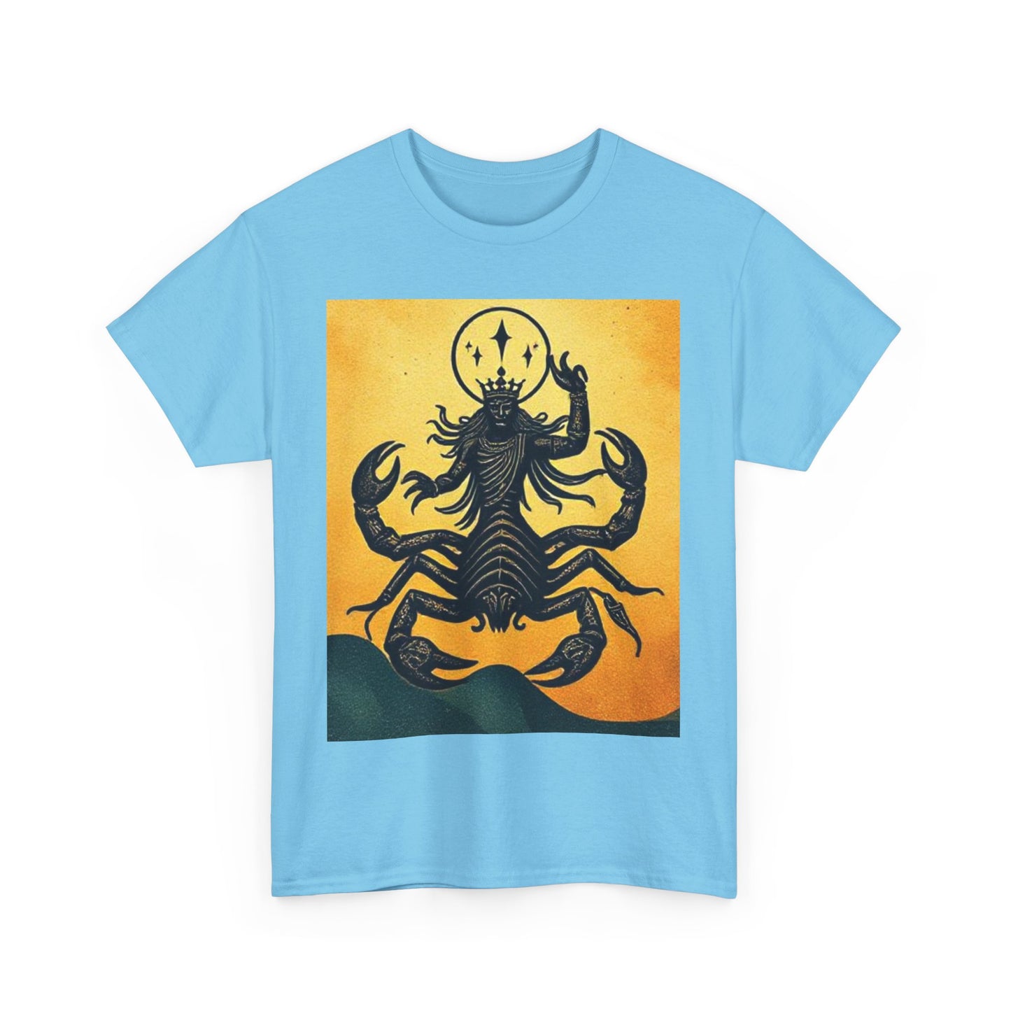 Unisex Heavy Cotton T-Shirt, Scorpion King, Print Art v1, Scorpio Zodiac Design