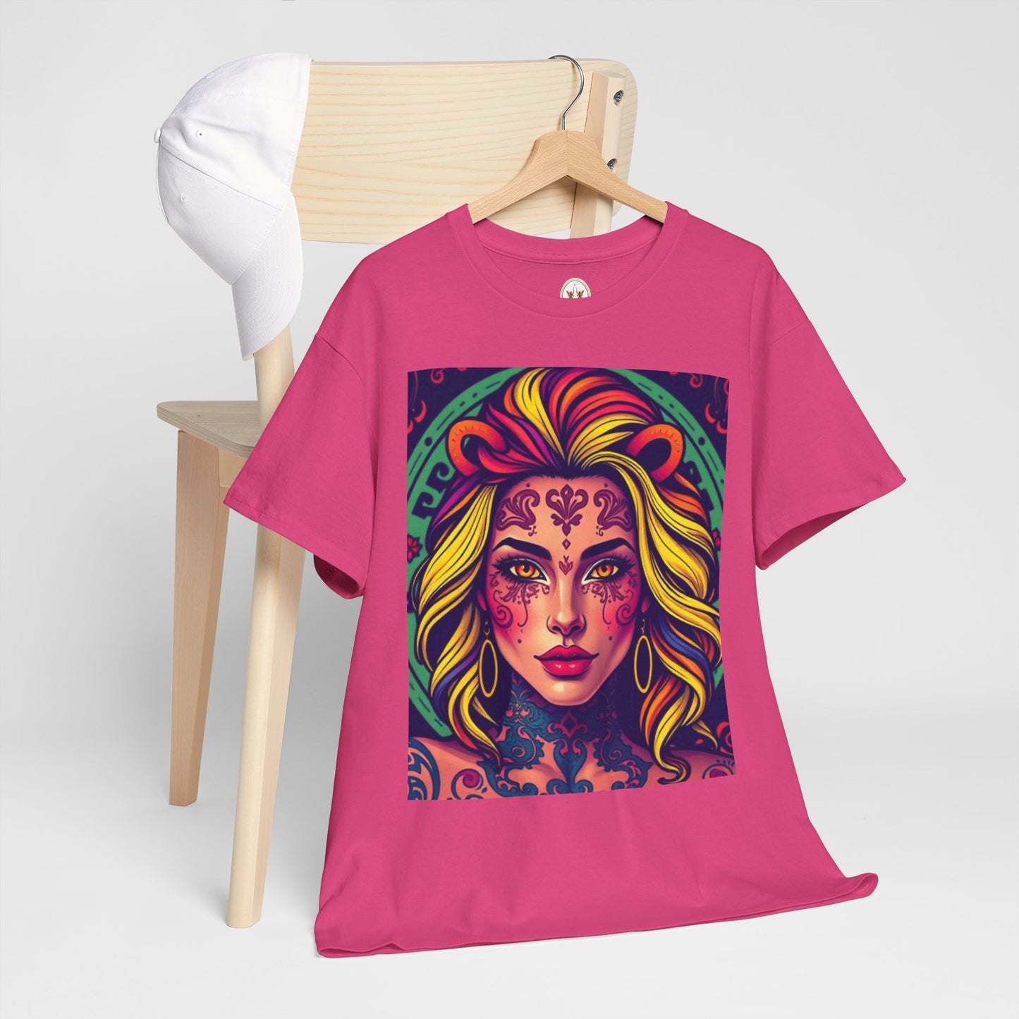 Unisex Heavy Cotton T-Shirt, Leo, Zodiac v1, Sexy Art