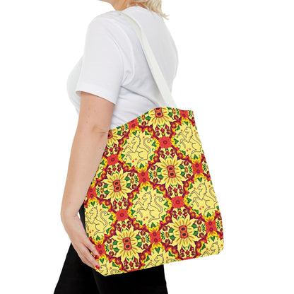 Tote Bag, (AOP), Virgo, Zodiac, Flower Pattern