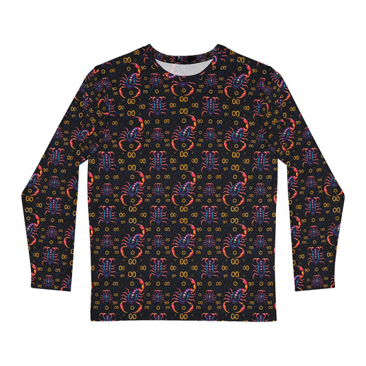 Men's Long Sleeve Shirt, (AOP), Scorpio, Zodiac v3, Pattern