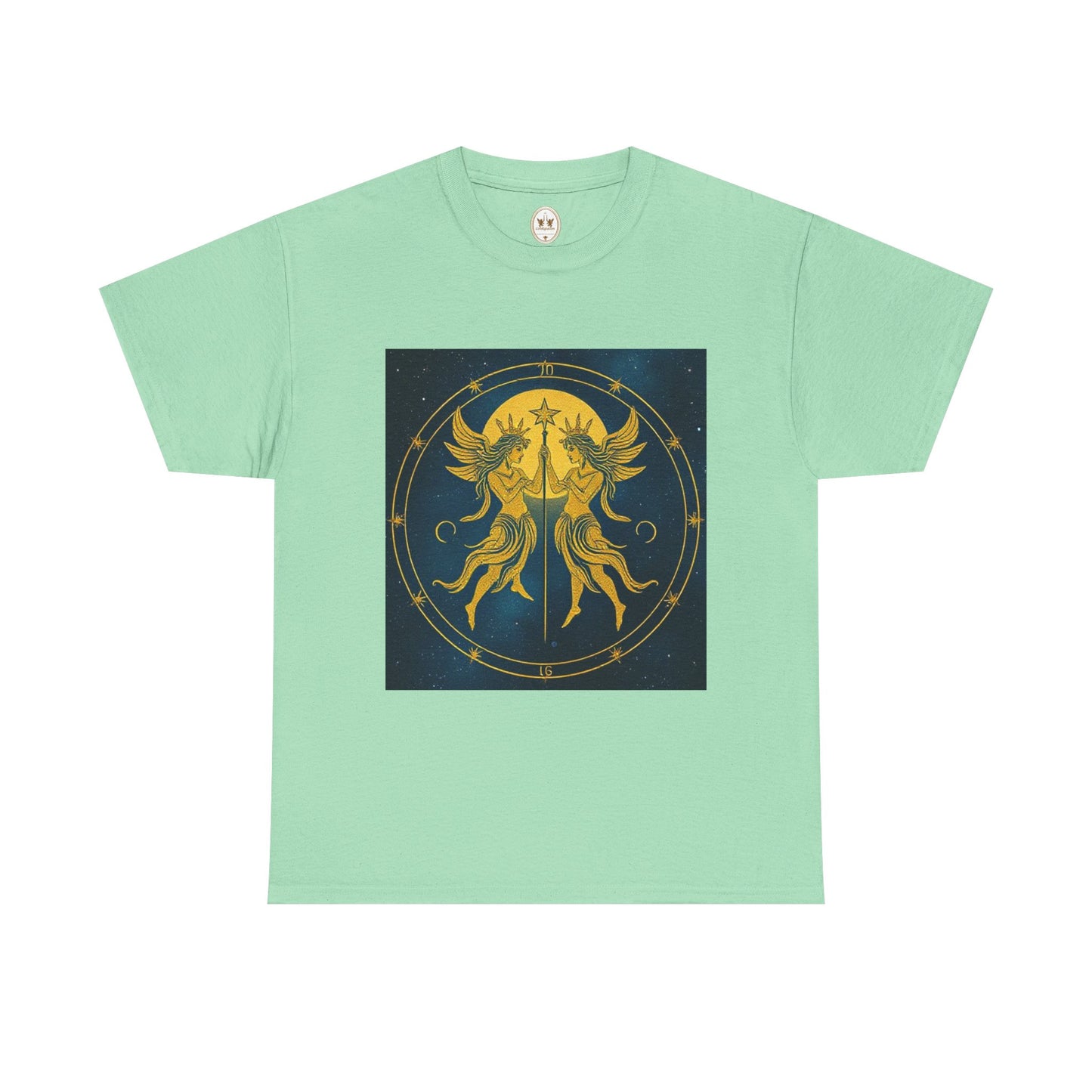 Unisex Heavy Cotton T-Shirt, Space Angel Twins v4, Gemini Zodiac Design