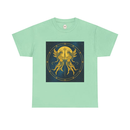 Unisex Heavy Cotton T-Shirt, Space Angel Twins v4, Gemini Zodiac Design