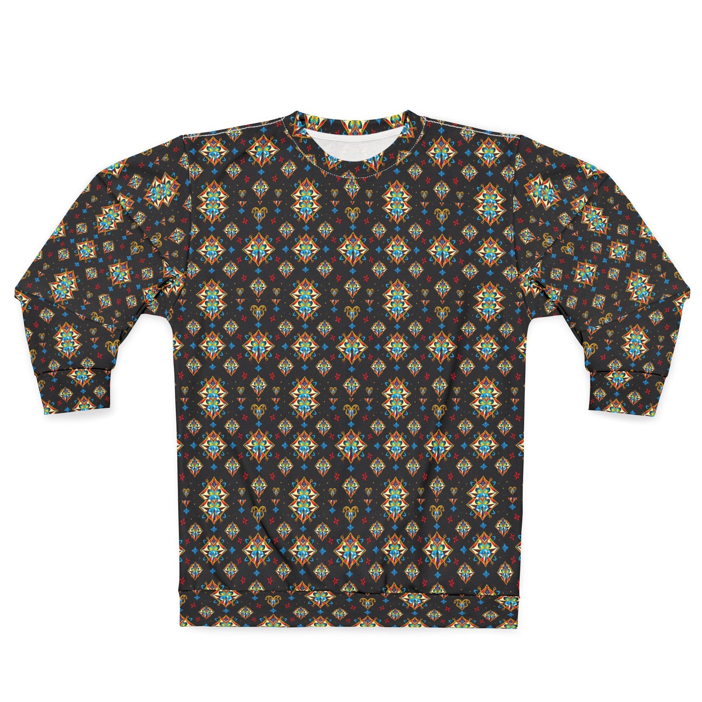 Unisex Sweatshirt (AOP), Sagittarius, Zodiac v3, Jewel Pattern