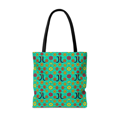 Tote Bag, (AOP), Aquarius, Zodiac, Flower Pattern