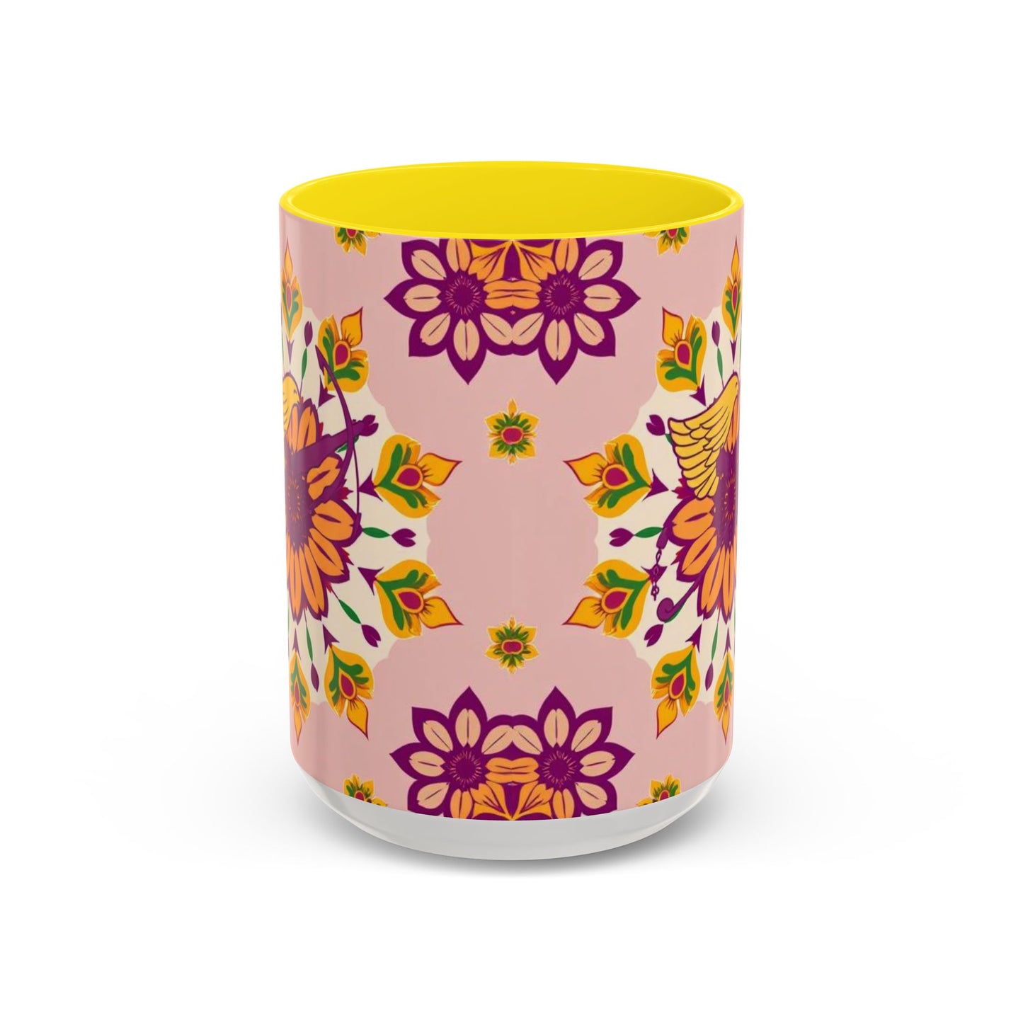 Accent Coffee Mug, Sagittarius, Zodiac v4. Flower Pattern, (11, 15oz)