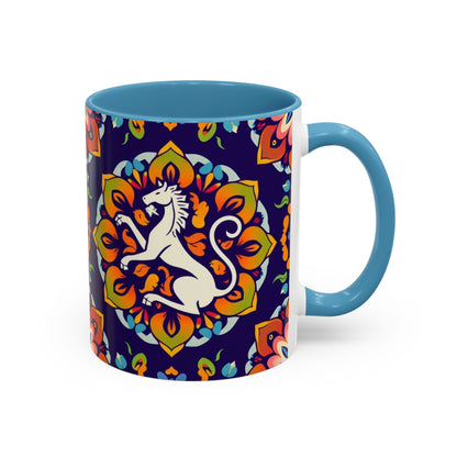 Accent Coffee Mug, Virgo, Zodiac v4. Flower Pattern, (11, 15oz)