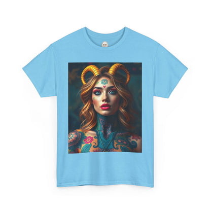 Unisex Heavy Cotton T-Shirt, Capricorn, Zodiac v1, Sexy Art