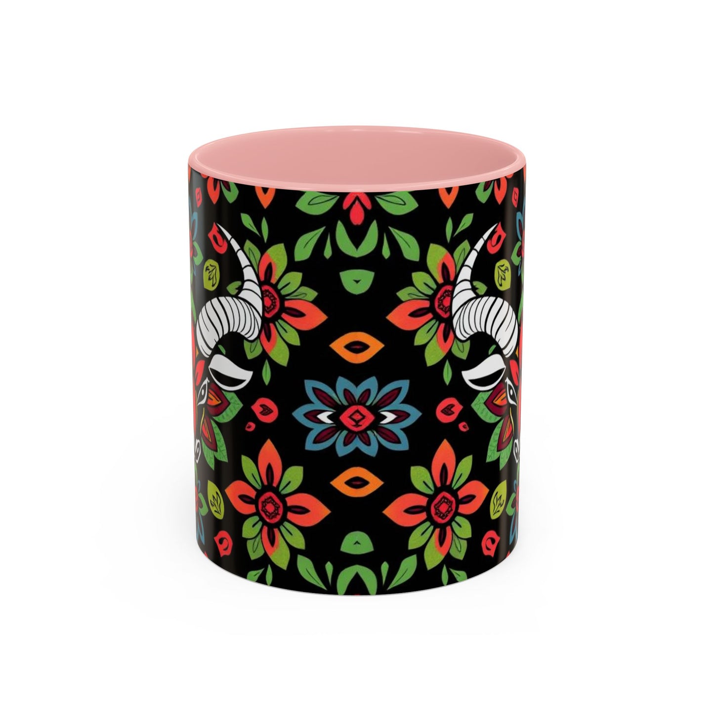 Accent Coffee Mug, Taurus, Zodiac v2. Flower Pattern, (11, 15oz)