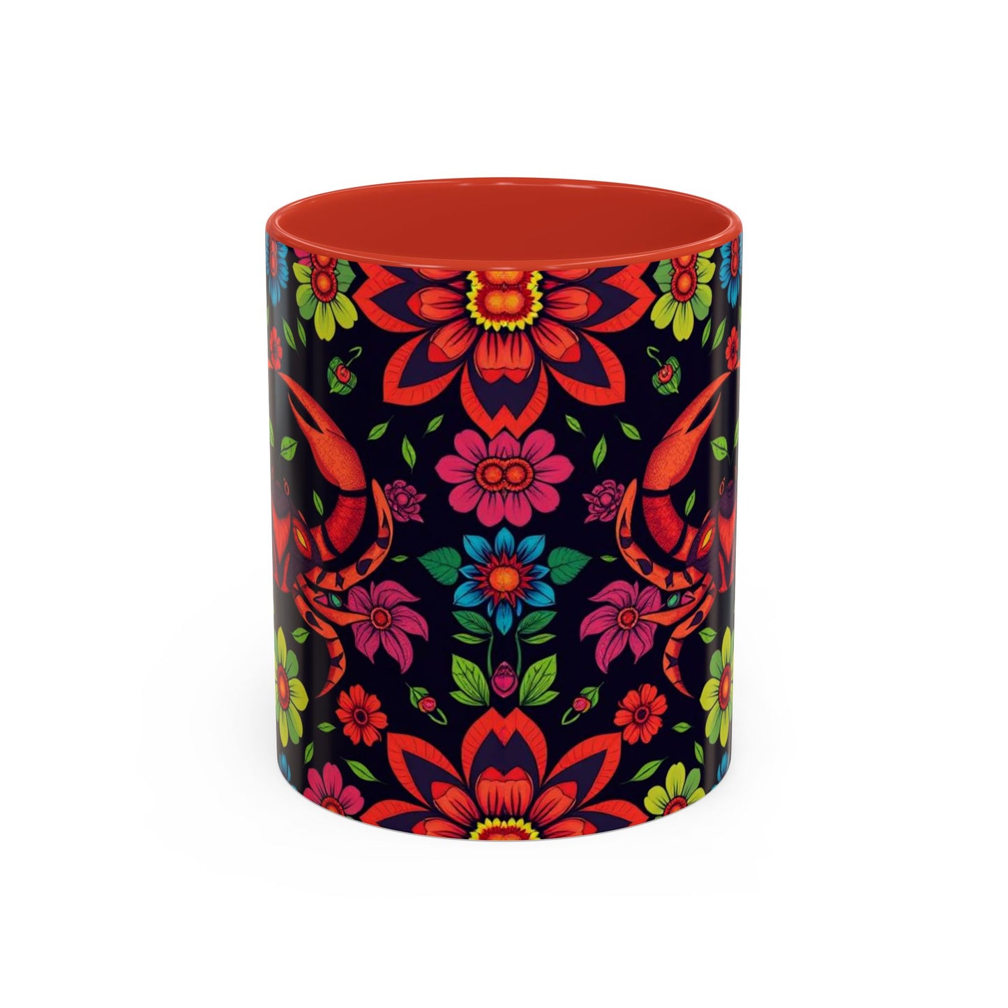 Accent Coffee Mug, Cancer, Zodiac v4, Flower Pattern, (11, 15oz)