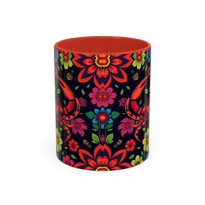 Accent Coffee Mug, Cancer, Zodiac v4, Flower Pattern, (11, 15oz)