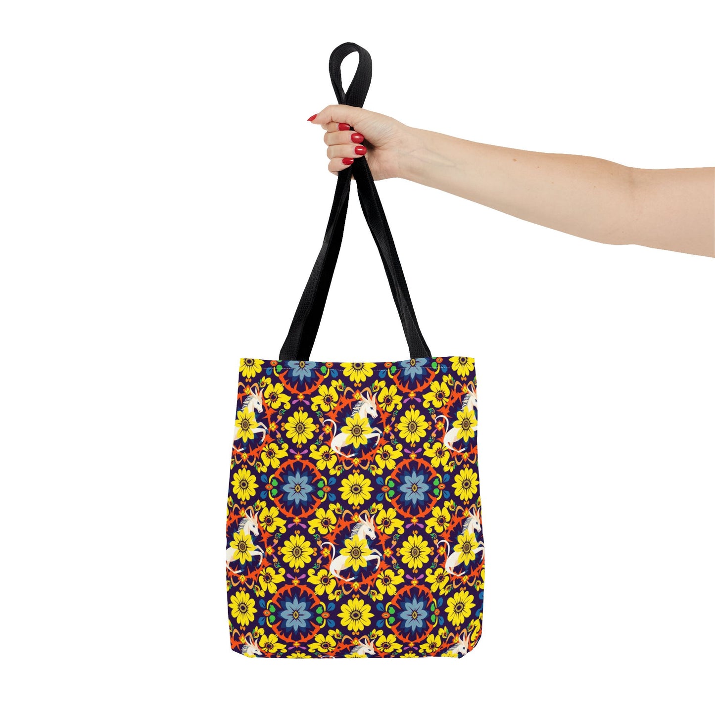 Tote Bag (AOP), Aquarius, Zodiac v1, Flower Pattern