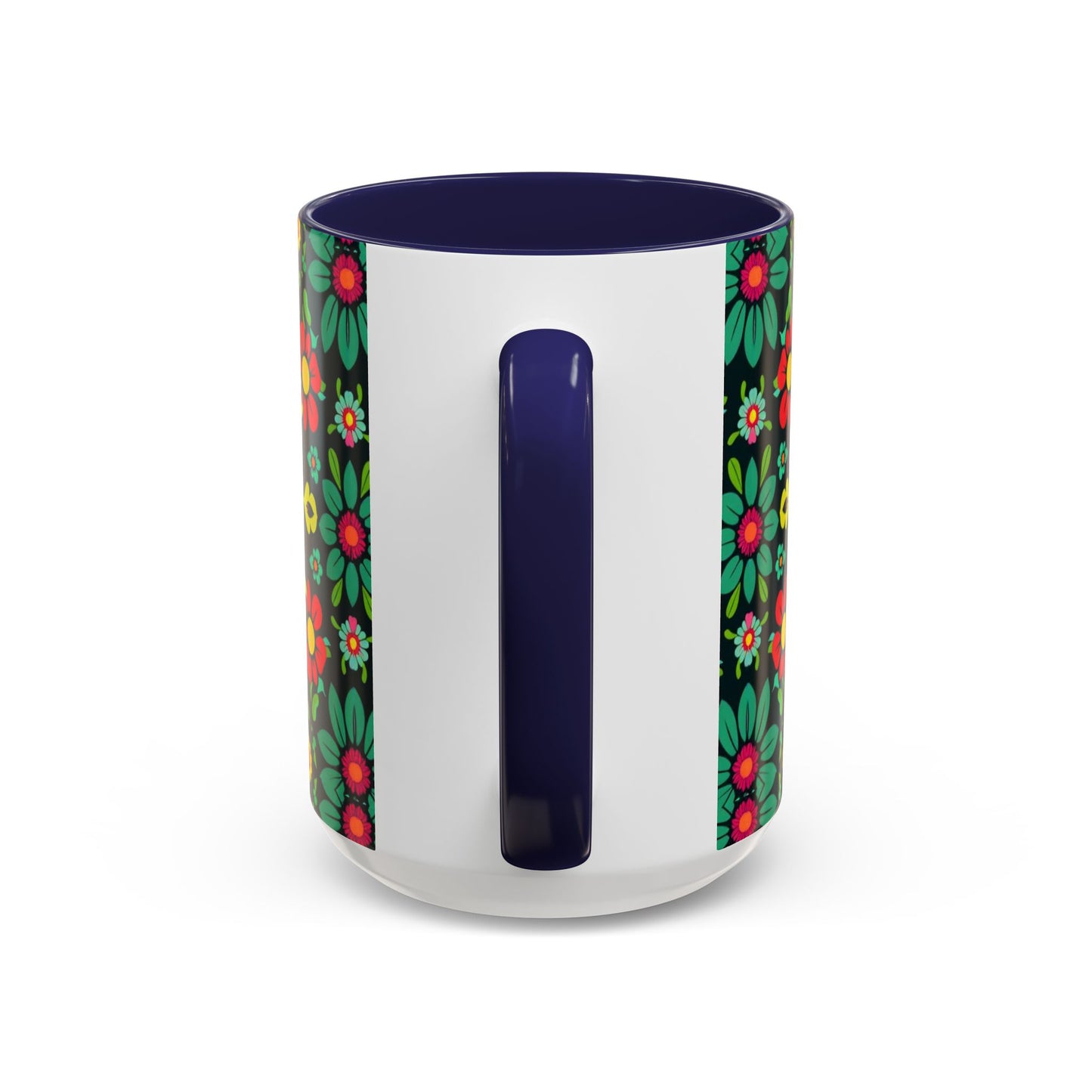 Accent Coffee Mug, Aquarius, Zodiac v4, Flower Pattern, (11, 15oz)