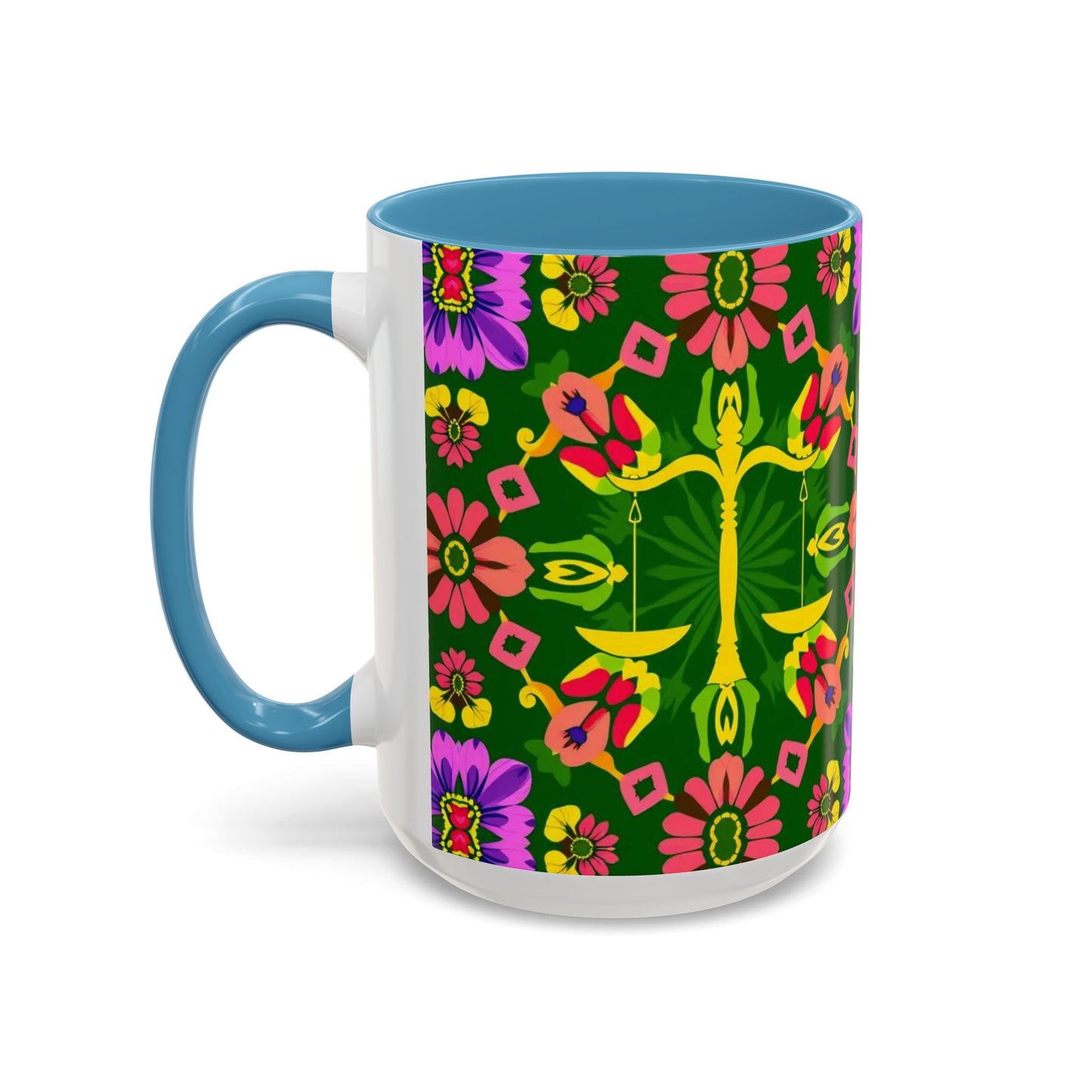 Accent Coffee Mug, Libra, Zodiac, Flower Pattern, (11, 15oz)