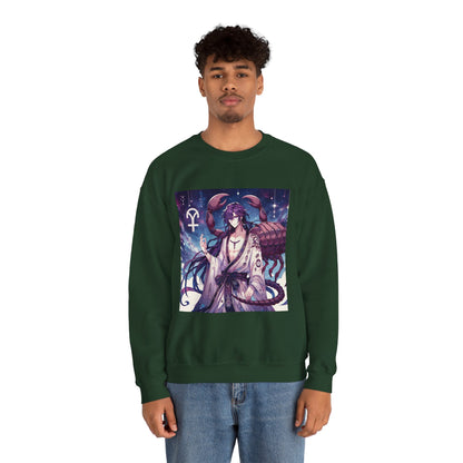 Unisex Heavy Blend™ Crewneck Sweatshirt, Scorpio Zodiac Design, purple scorpion anime