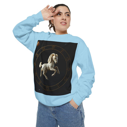 Garment-Dyed Sweatshirt, Unisex, Space Animal Design, Capricorn