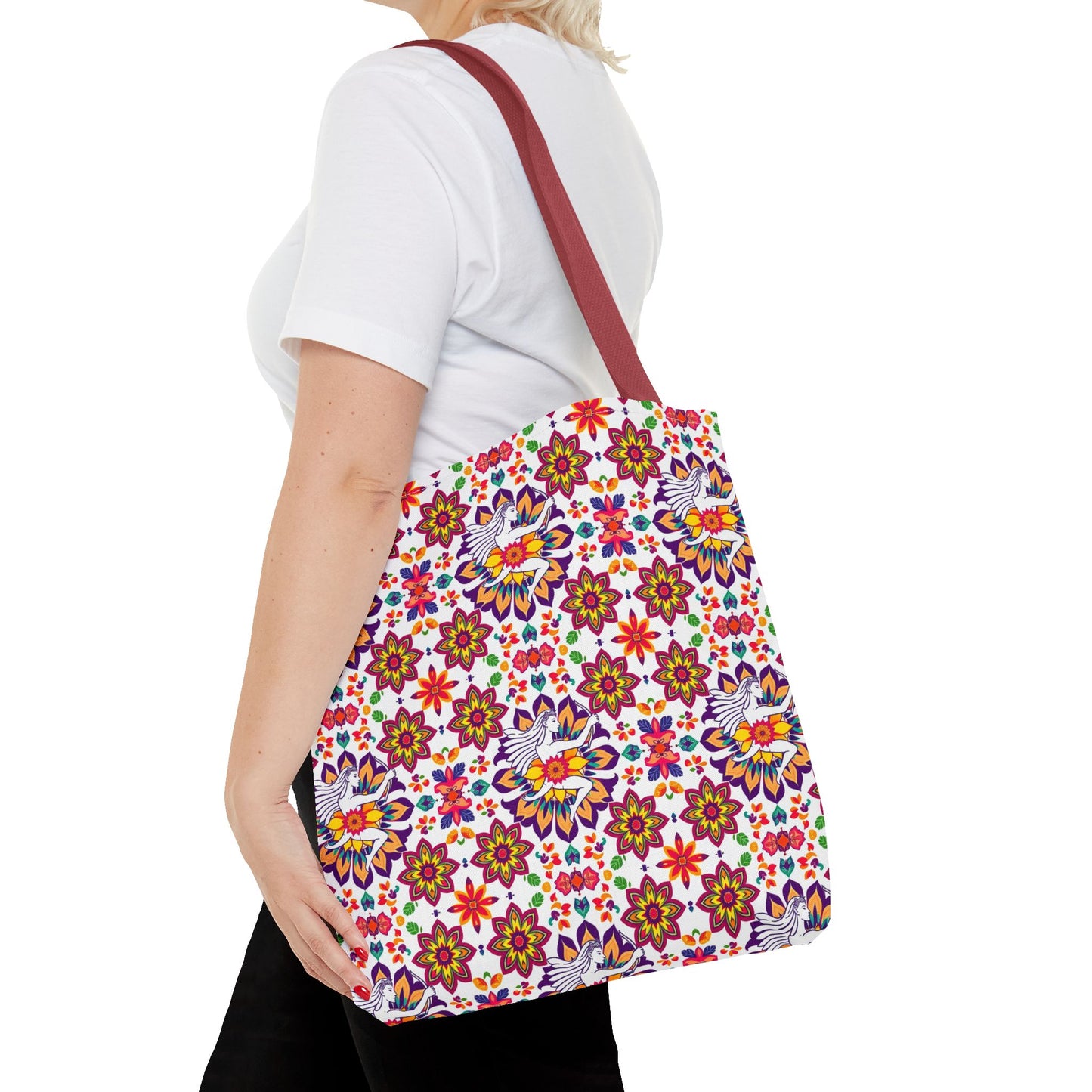 Tote Bag, (AOP), Sagittarius, Zodiac v2, Flower Pattern