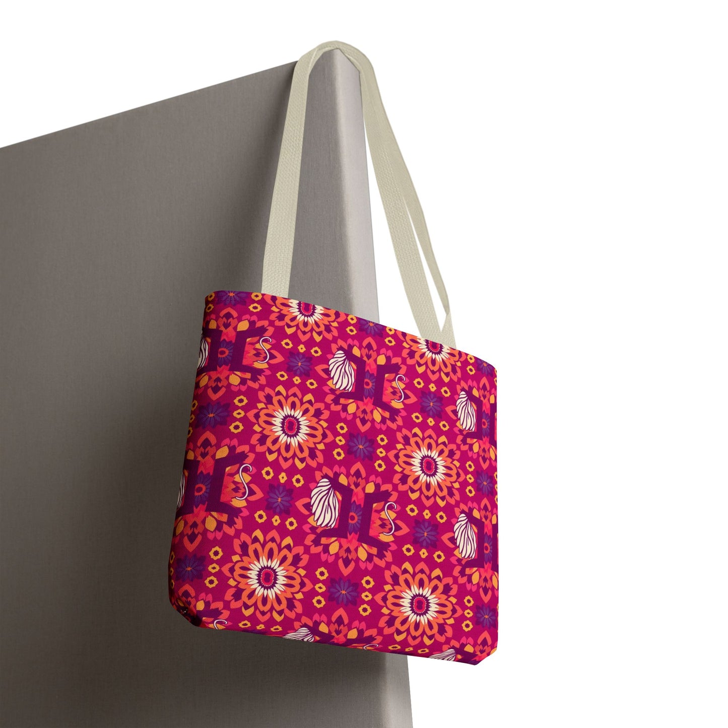Tote Bag (AOP), Gemini, Zodiac v1, Flower Pattern