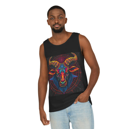 Unisex Garment-Dyed, Tank Top, Taurus Design, Pop Art v1, 100% US cotton