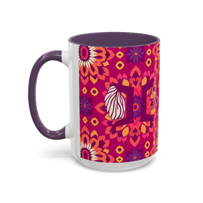 Accent Coffee Mug, Gemini, Zodiac v1, Flower Pattern, (11, 15oz)