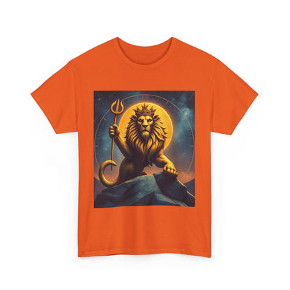 Unisex Heavy Cotton T-Shirt, King of Lions v2, Leo Zodiac Design
