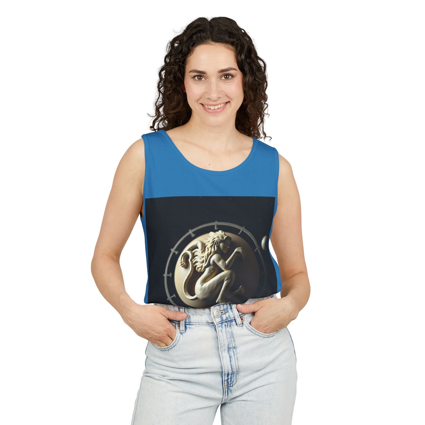 Unisex Garment-Dyed, Tank Top, Virgo Design, Planet Symbol, 100% US cotton