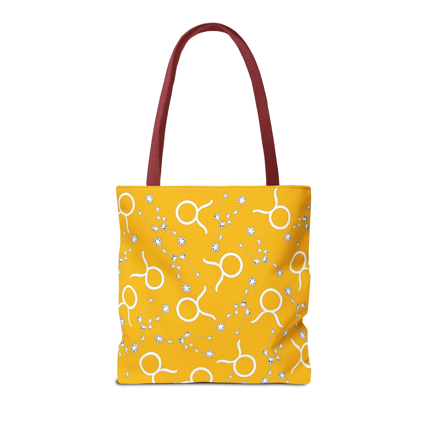 Tote Bag, Taurus Zodiac Sign, AOP, (Yellow, White)