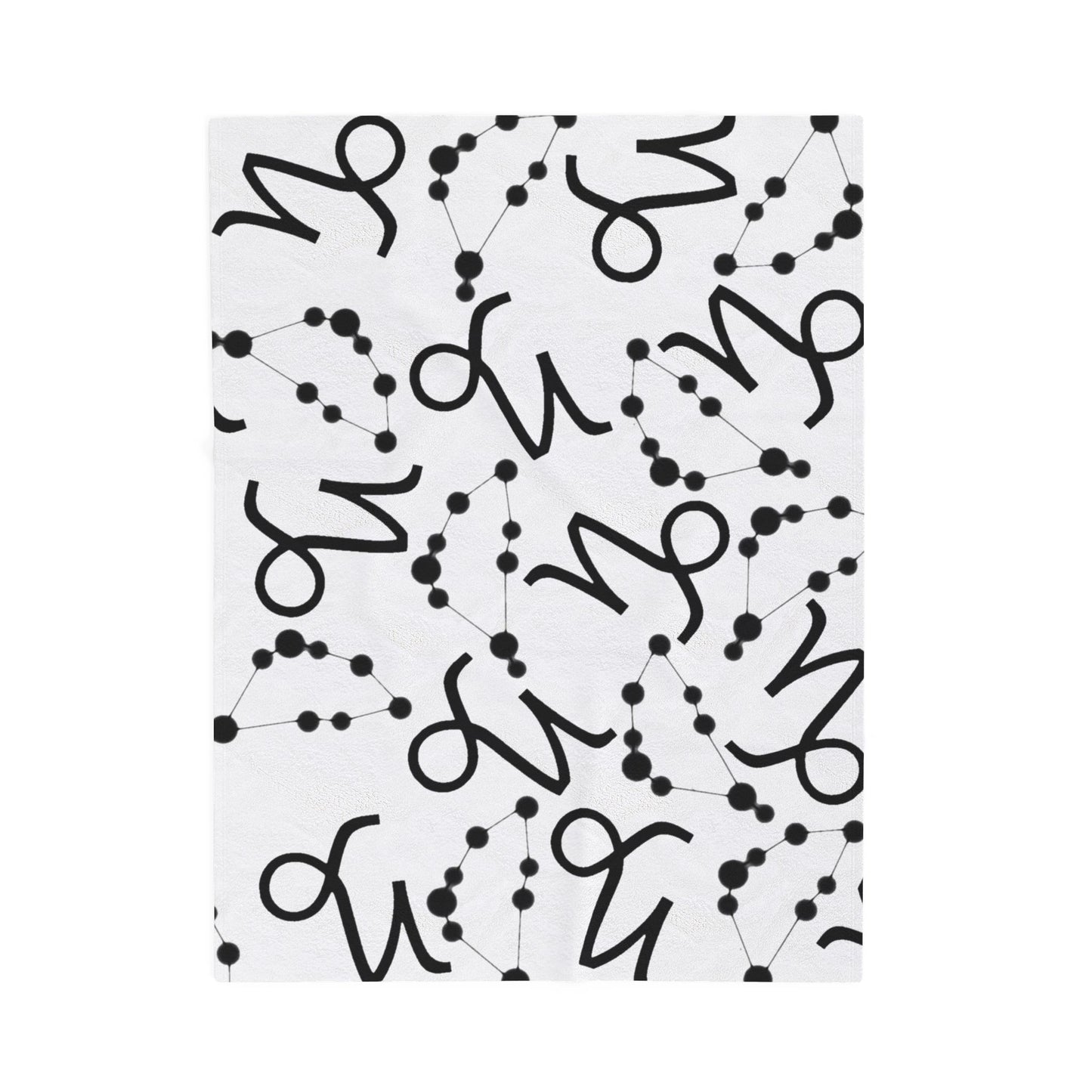 Velveteen Plush Blanket, Capricorn Zodiac Sign, Constellation & Symbol, White, 100% polyester