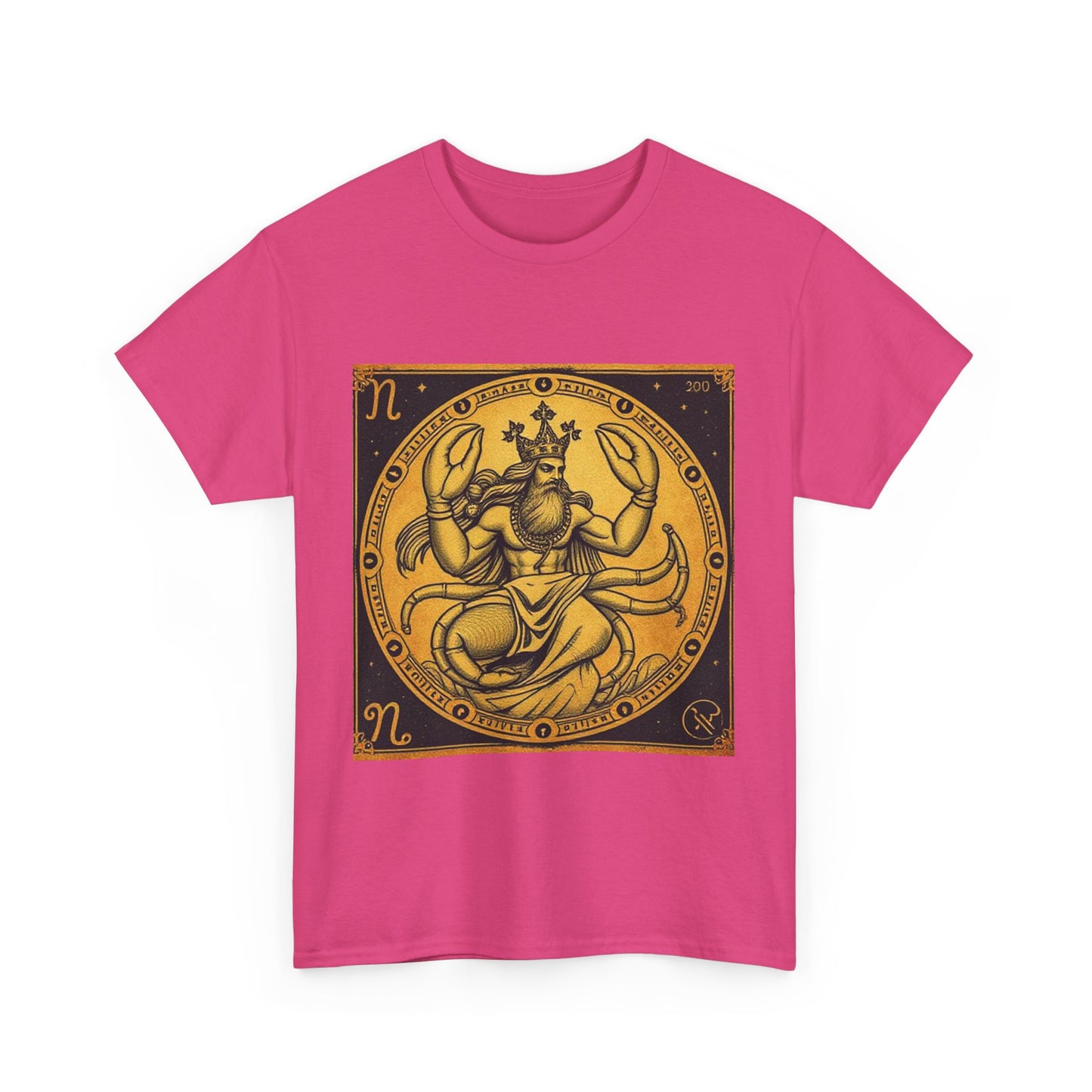 Unisex Heavy Cotton T-Shirt, Crab King, Cancer Zodiac Design