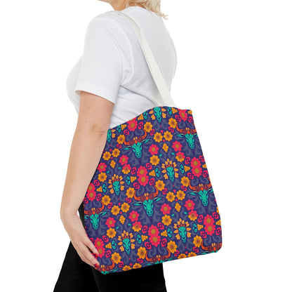 Tote Bag, (AOP), Taurus, Zodiac v1, Flower Pattern
