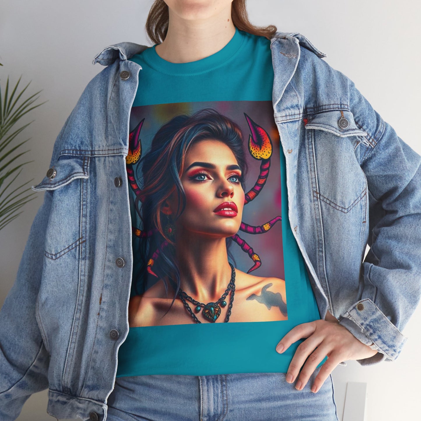 Unisex Heavy Cotton T-Shirt, Scorpio, Zodiac v2, Sexy Art
